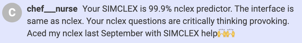 Testimonials from nursing students who passed NCLEX using SIMCLEX predictor